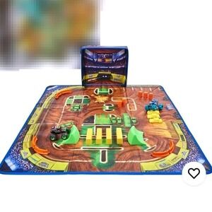 Monster Jam Toy Storage Bin Play Mat Kids OS Blue Excellent 2-in-1 Arena Track